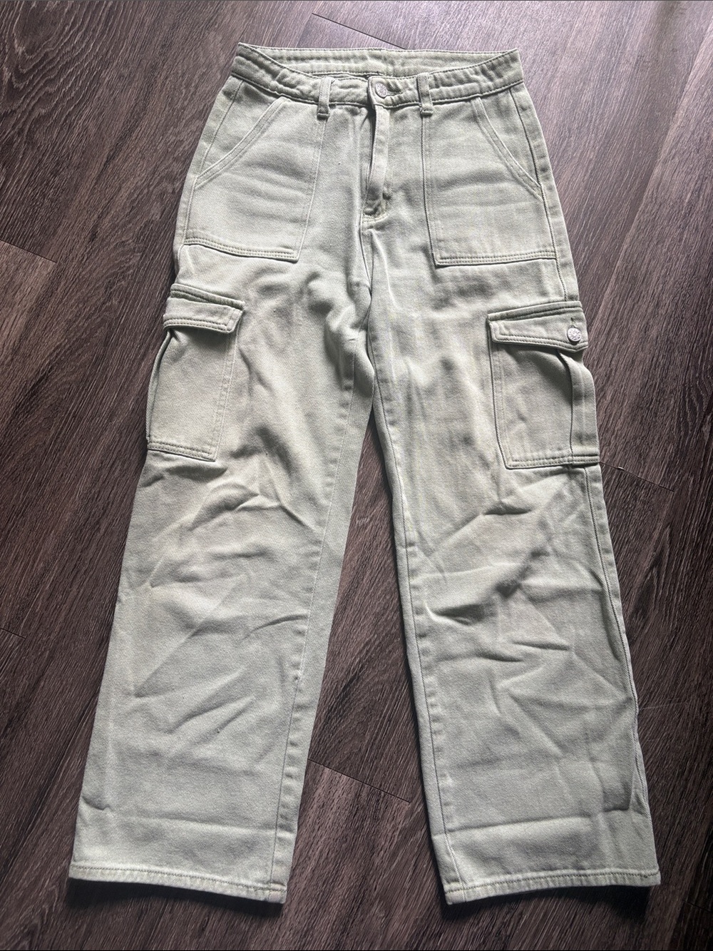 Sage Green Wide Leg Cargo Pants